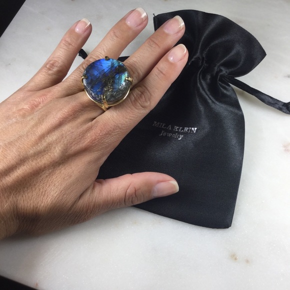 Statement Maxi Labradorite Ring 18k gold plated - Picture 2 of 4